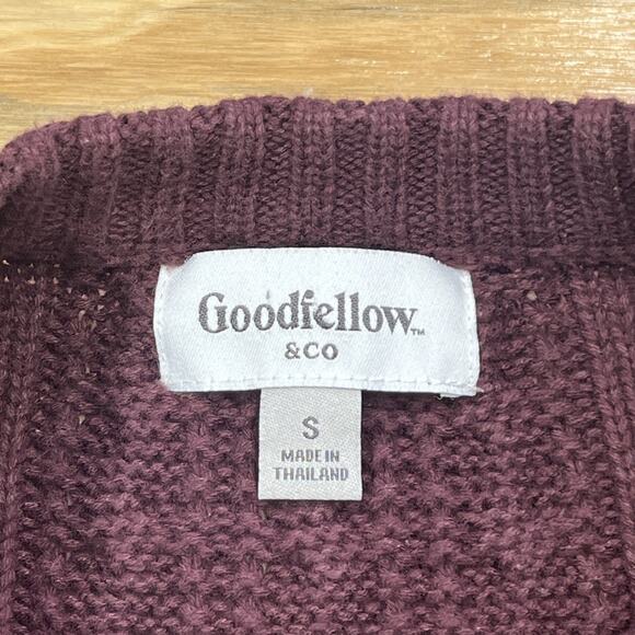 Goodfellow & Co. Chunky Cable Knit Fisherman Sweater Men’s Small Burgundy Heavy - Picture 2 of 10